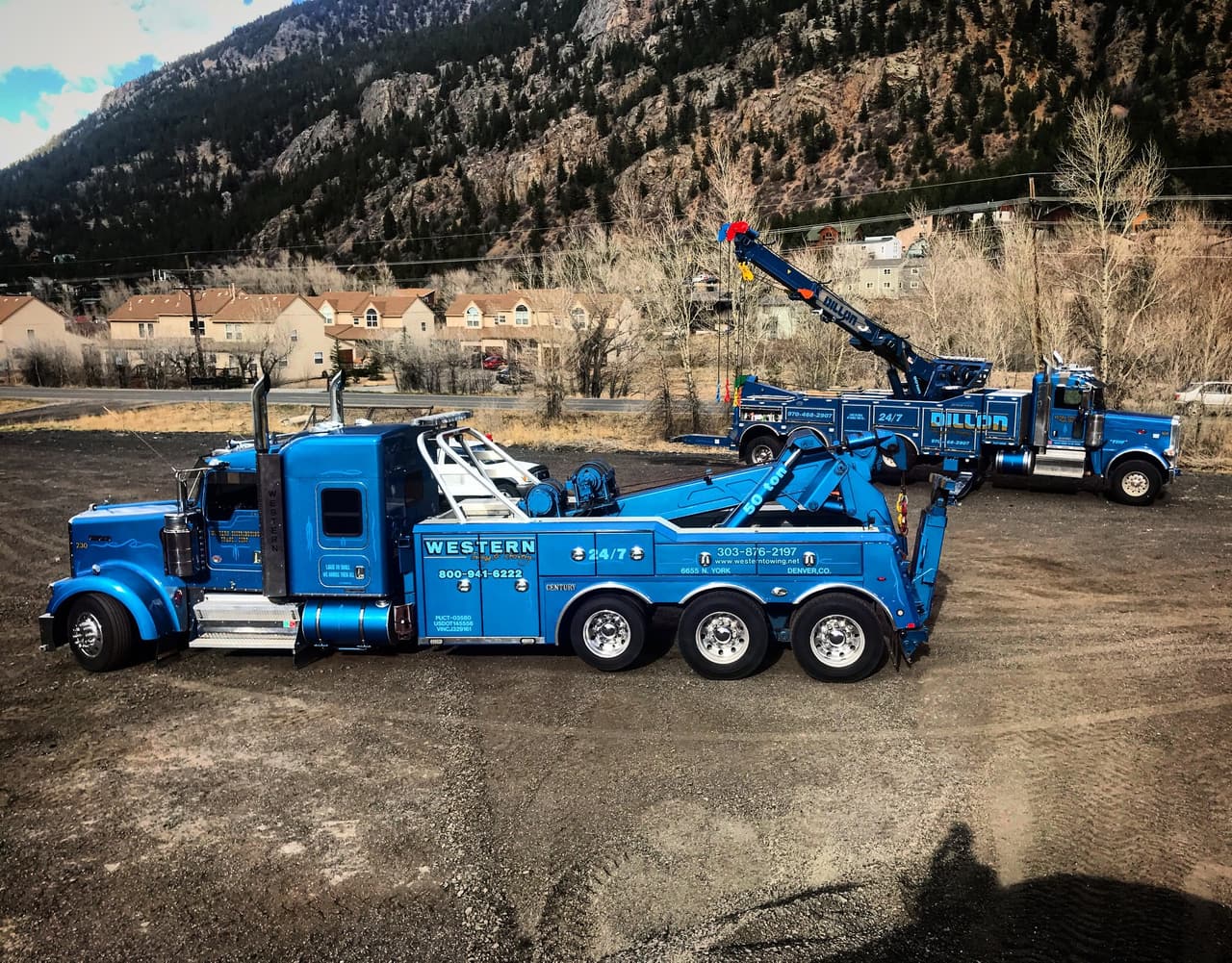 Western Towing trucks at a secure lot